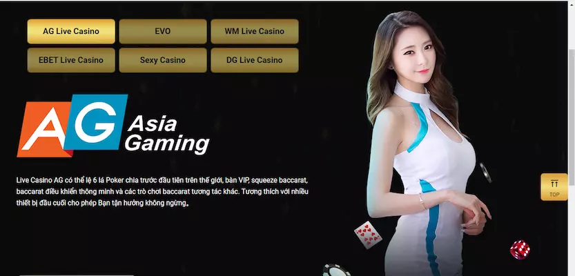 Nhà cái hợp tác cùng AG Live Casino cung cấp nhiều trò chơi hấp dẫn